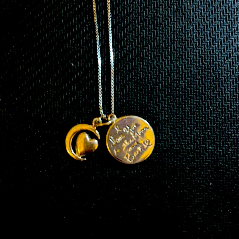 Sterling silver pendant and box chains I love you to the moon and back